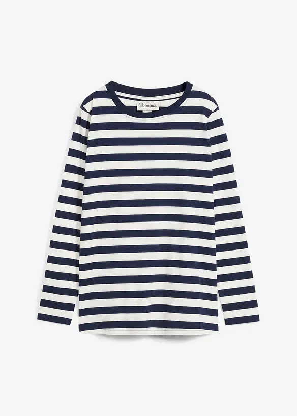 Streifenshirt aus reiner Bio-Baumwolle in blau von vorne - bonprix Streifenshirt aus reiner Bio-Baumwolle in blau von vorne - bonprix