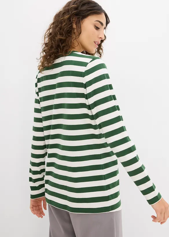 Streifenshirt aus reiner Bio-Baumwolle in grün von hinten (im Anschnitt) - bonprix Streifenshirt aus reiner Bio-Baumwolle in grün von hinten (im Anschnitt) - bonprix