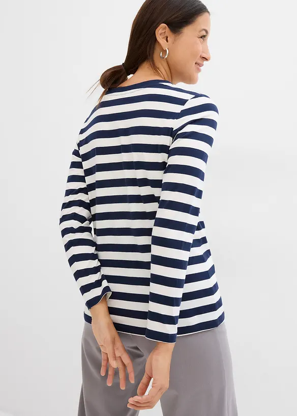Streifenshirt aus reiner Bio-Baumwolle in blau von hinten (im Anschnitt) - bonprix Streifenshirt aus reiner Bio-Baumwolle in blau von hinten (im Anschnitt) - bonprix