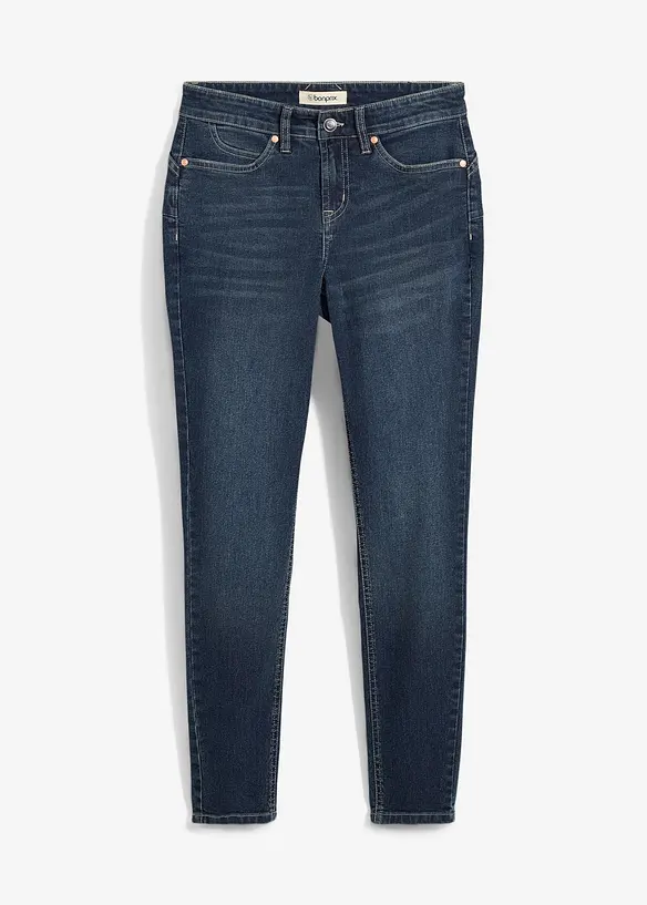 Skinny Jeans Mid Waist, Stretch in blau von vorne - bonprix Skinny Jeans Mid Waist, Stretch in blau von vorne - bonprix