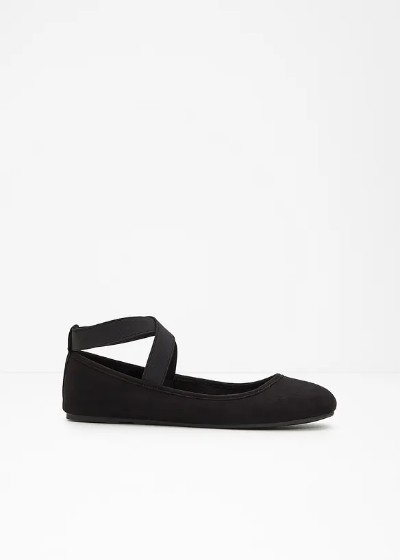 Ballerinas mit elastischen Riemen in schwarz - bonprix
