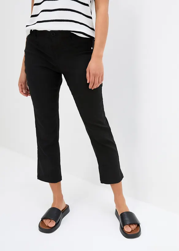 7/8-Hose aus Bengalin in schwarz von vorne - bonprix