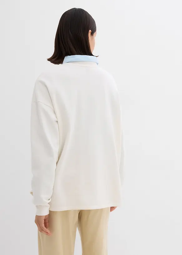 Oversize-Sweatshirt aus Baumwoll-Mix in weiß von hinten (im Anschnitt) - bonprix