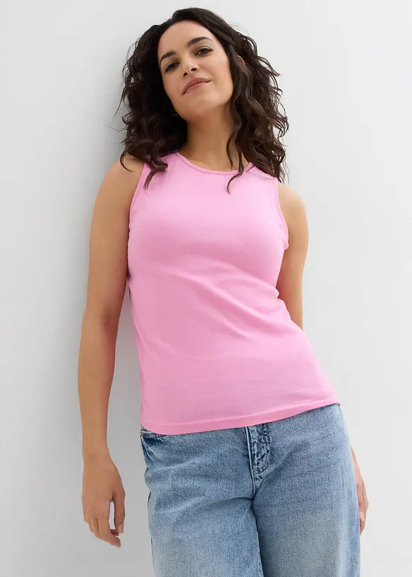Top aus reiner Bio-Baumwolle in rosa von vorne (im Anschnitt) - bonprix