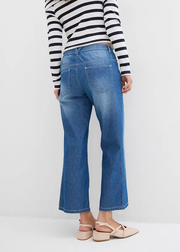 Straight-Jeans Mid Waist, Bequembund Low Stretch cropped in blau von hinten - bonprix Straight-Jeans Mid Waist, Bequembund Low Stretch cropped in blau von hinten - bonprix