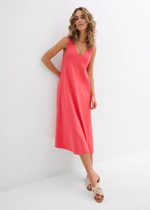 Jerseykleid aus reiner Bio-Baumwolle in pink von vorne (Totalaufnahme) - bonprix