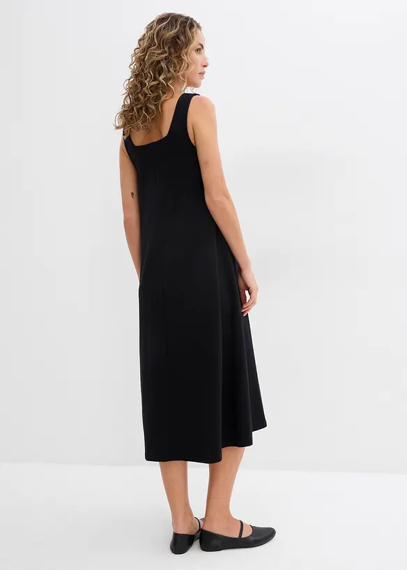 Jerseykleid aus reiner Bio-Baumwolle in schwarz von hinten (Totalaufnahme) - bonprix