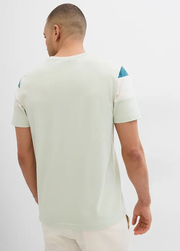 T-Shirt mit Bio Baumwolle, Slim Fit in petrol von hinten (im Anschnitt) - bonprix