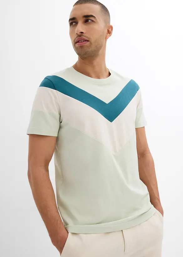 T-Shirt mit Bio Baumwolle, Slim Fit in petrol von vorne (im Anschnitt) - bonprix