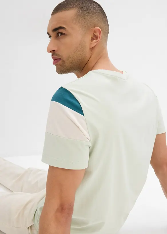 T-Shirt mit Bio Baumwolle, Slim Fit in petrol (Detailaufnahme) - bonprix