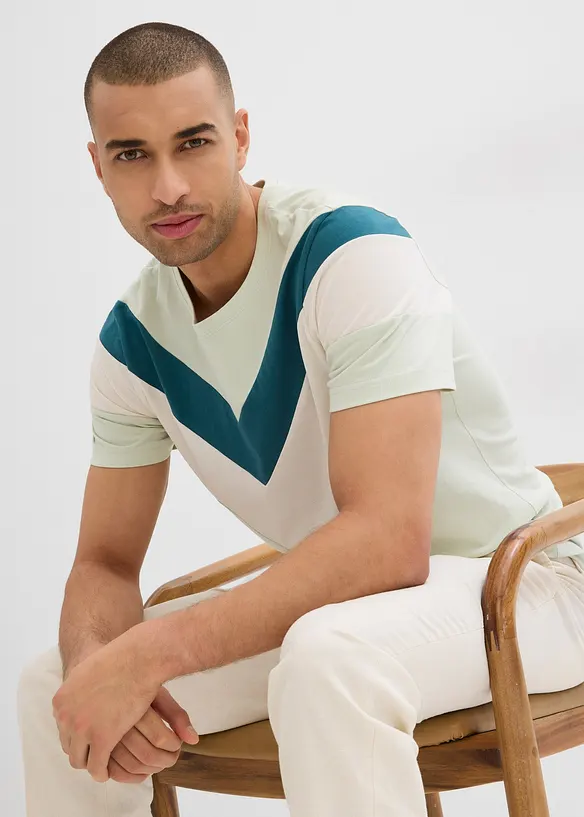 T-Shirt mit Bio Baumwolle, Slim Fit in petrol (im Anschnitt) - bonprix
