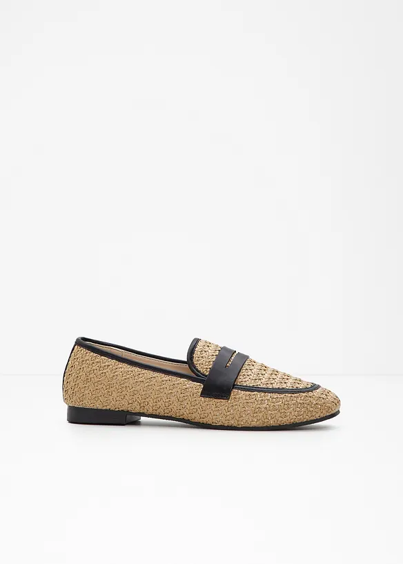 Penny-Loafer in Stroh-Optik in beige - bonprix