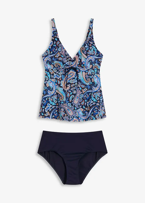 Tankini (2-tlg.Set) mit kleiner Schnürung in blau von vorne - bonprix