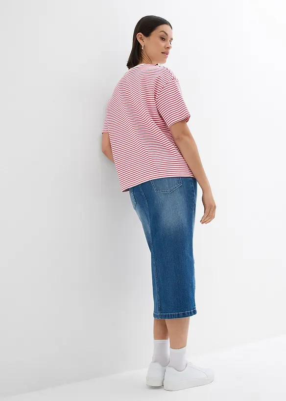 Gestreiftes T-Shirt mit Stickerei in rot von hinten (im Anschnitt) - bonprix