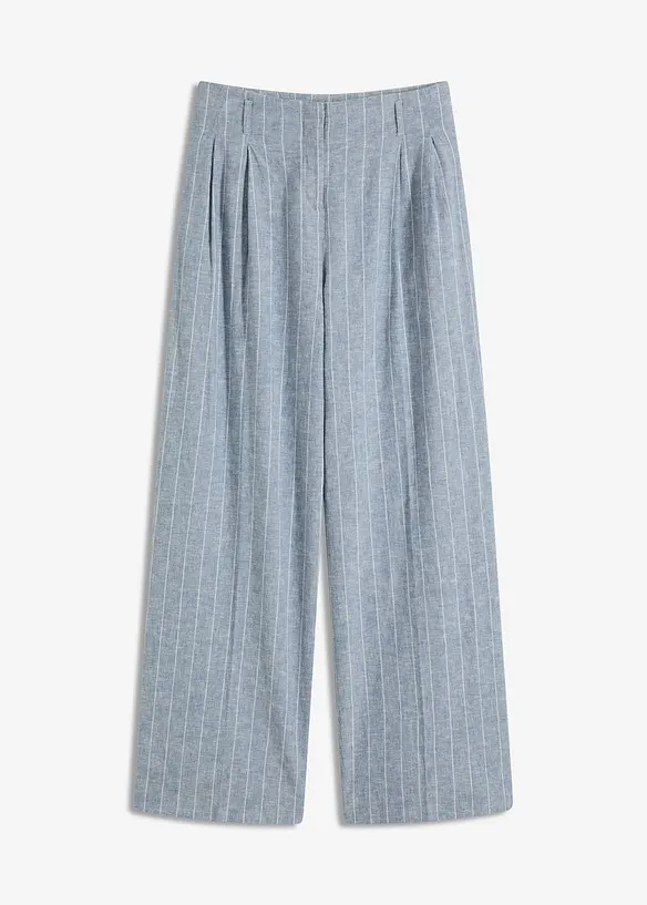Bundfaltenhose aus leichtem Leinen-Mix in blau von vorne - bonprix Bundfaltenhose aus leichtem Leinen-Mix in blau von vorne - bonprix