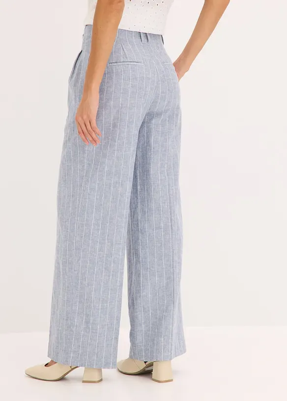 Bundfaltenhose aus leichtem Leinen-Mix in blau von hinten - bonprix Bundfaltenhose aus leichtem Leinen-Mix in blau von hinten - bonprix