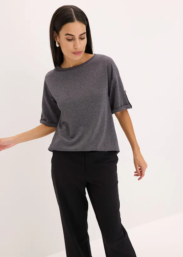 Glitzer Viskose-Shirt mit Glanzdruck in grau von vorne (im Anschnitt) - bonprix
