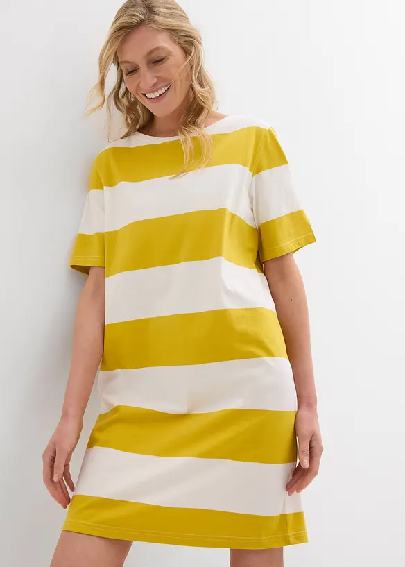 Shirtkleid aus reiner Bio-Baumwolle in gelb von vorne (Totalaufnahme) - bonprix Shirtkleid aus reiner Bio-Baumwolle in gelb von vorne (Totalaufnahme) - bonprix