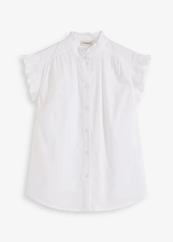 Bluse aus reiner Baumwolle in weiß von vorne - bonprix