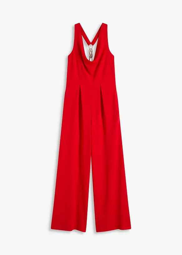 Jumpsuit mit Wasserfallausschnitt in rot von vorne - bonprix Jumpsuit mit Wasserfallausschnitt in rot von vorne - bonprix