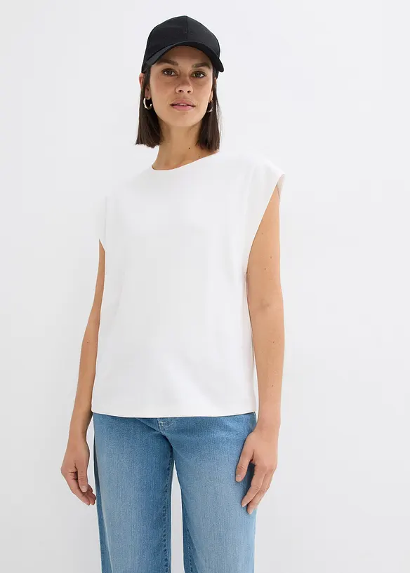 Shirt aus reiner Bio-Baumwolle in weiß von vorne (im Anschnitt) - bonprix