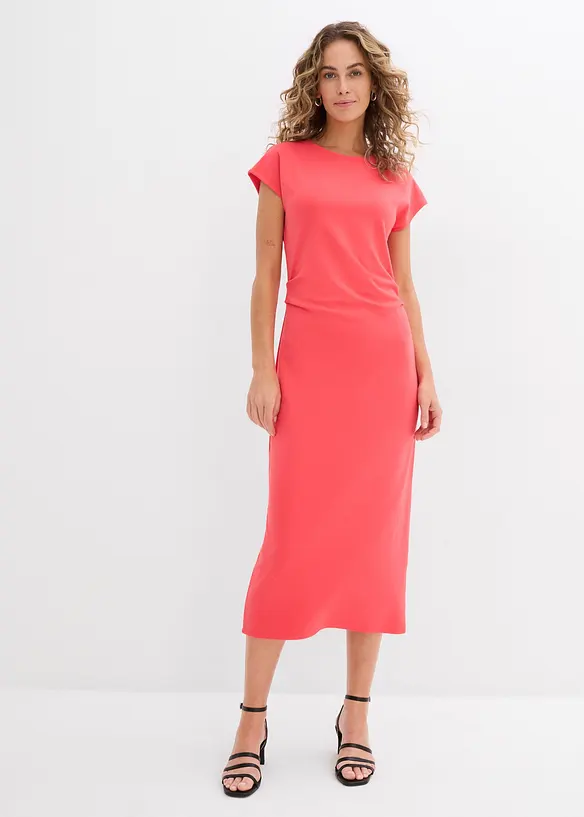 Midikleid aus softem Punto-di-Roma in pink von vorne (Totalaufnahme) - bonprix Midikleid aus softem Punto-di-Roma in pink von vorne (Totalaufnahme) - bonprix