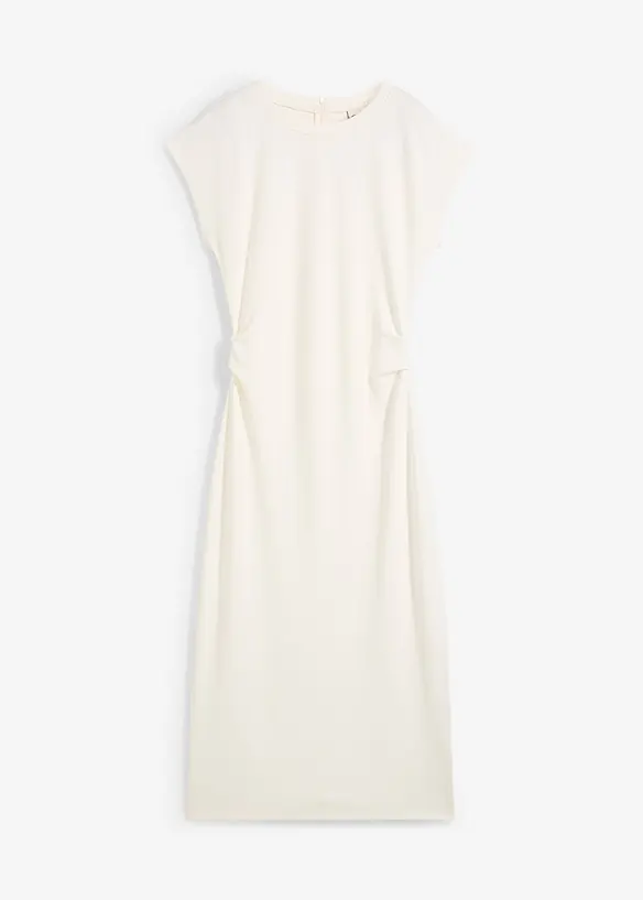 Midikleid aus softem Punto-di-Roma in weiß von vorne - bonprix
