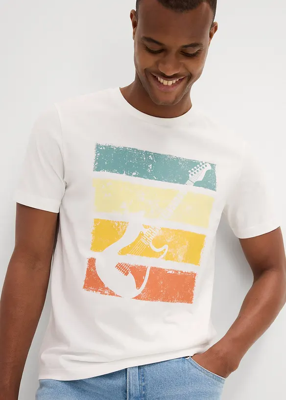 T-Shirt aus reiner Bio-Baumwolle in weiß von vorne (im Anschnitt) - bonprix