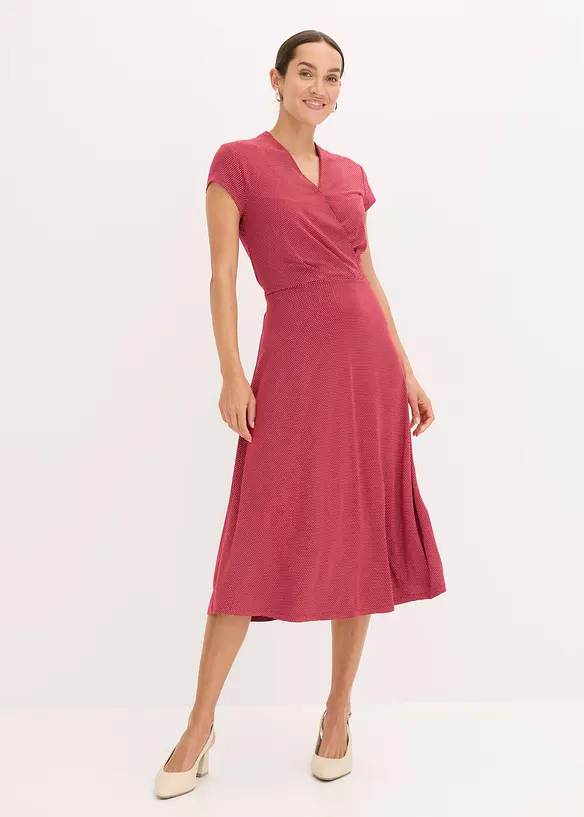 Midikleid aus fließendem Viskose-Mix in rot von vorne (Totalaufnahme) - bonprix Midikleid aus fließendem Viskose-Mix in rot von vorne (Totalaufnahme) - bonprix