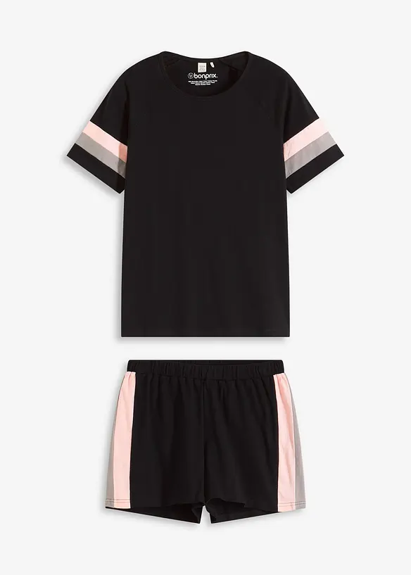 Jersey Shorty aus reiner Baumwolle in schwarz von vorne - bonprix