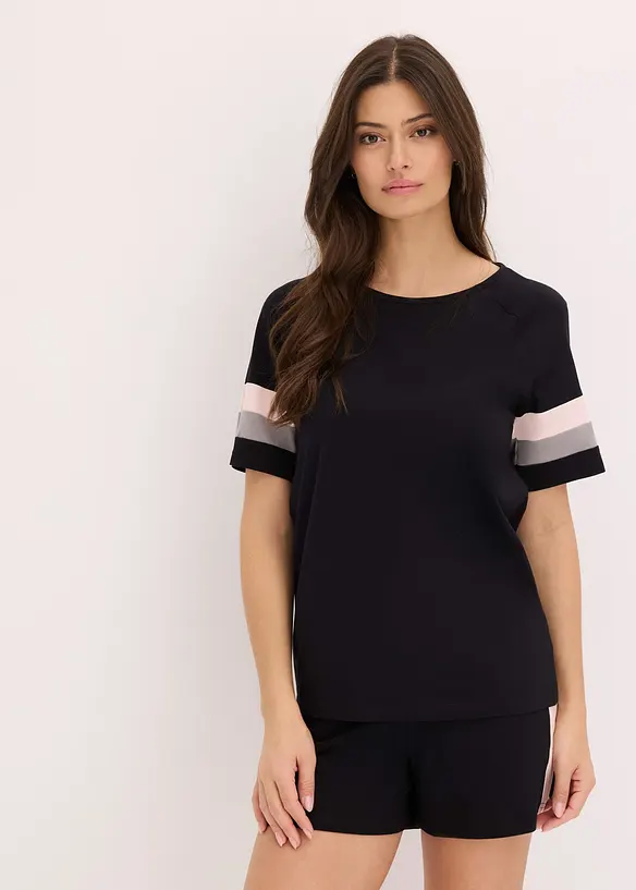 Jersey Shorty aus reiner Baumwolle in schwarz von vorne (Totalaufnahme) - bonprix