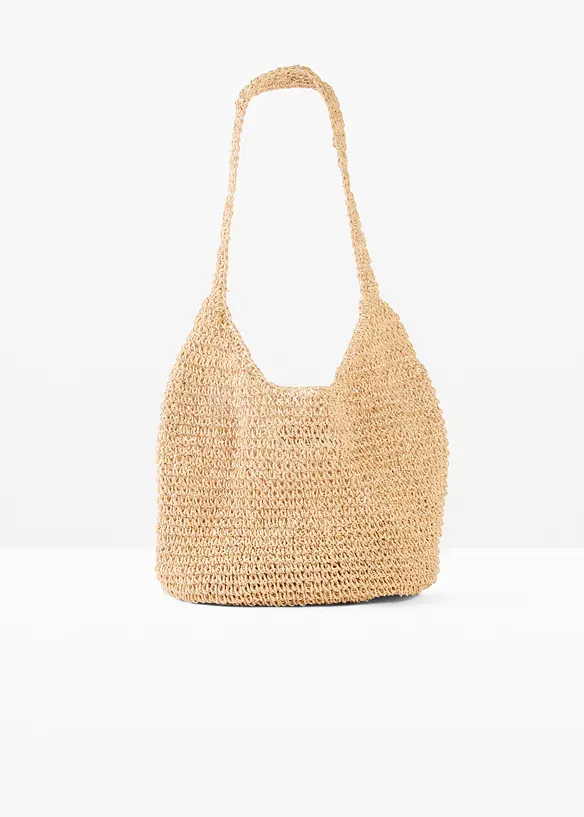Strohshopper in beige von vorne - bonprix