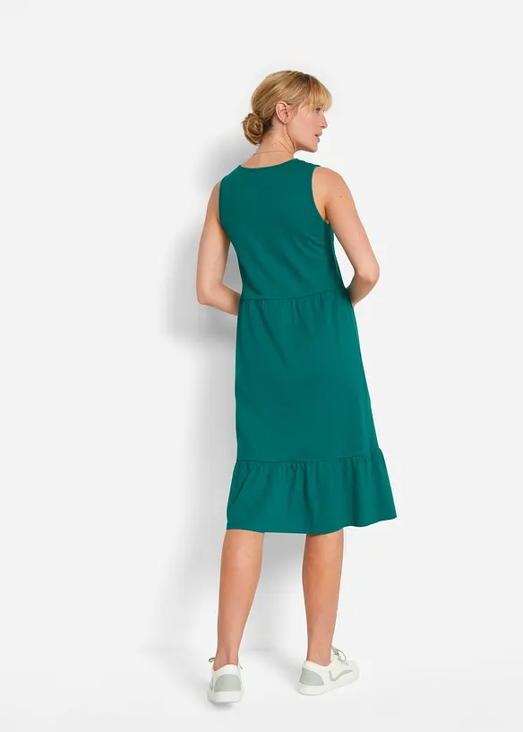 Jerseykleid aus reiner Baumwolle in petrol von hinten (Totalaufnahme) - bonprix Jerseykleid aus reiner Baumwolle in petrol von hinten (Totalaufnahme) - bonprix