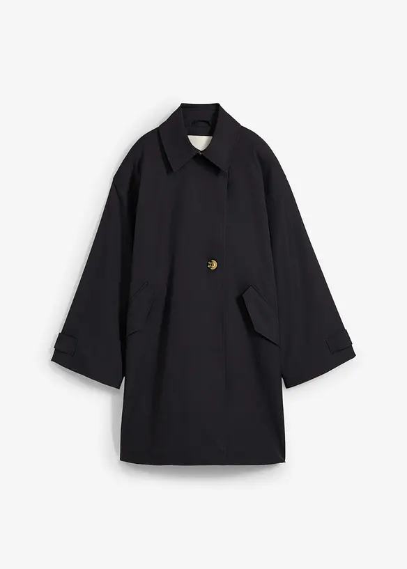Oversize Trenchcoat in A-Linie in schwarz von vorne - bonprix