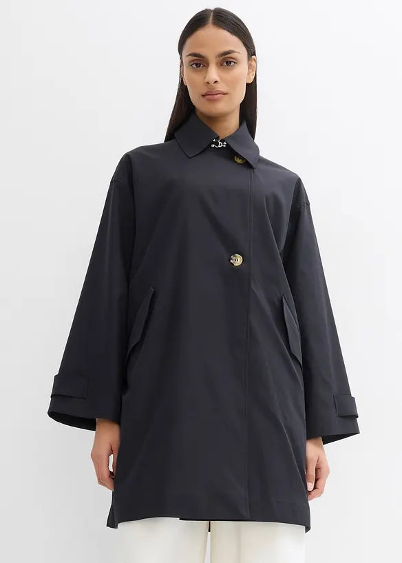 Oversize Trenchcoat in A-Linie in schwarz von vorne (Totalaufnahme) - bonprix