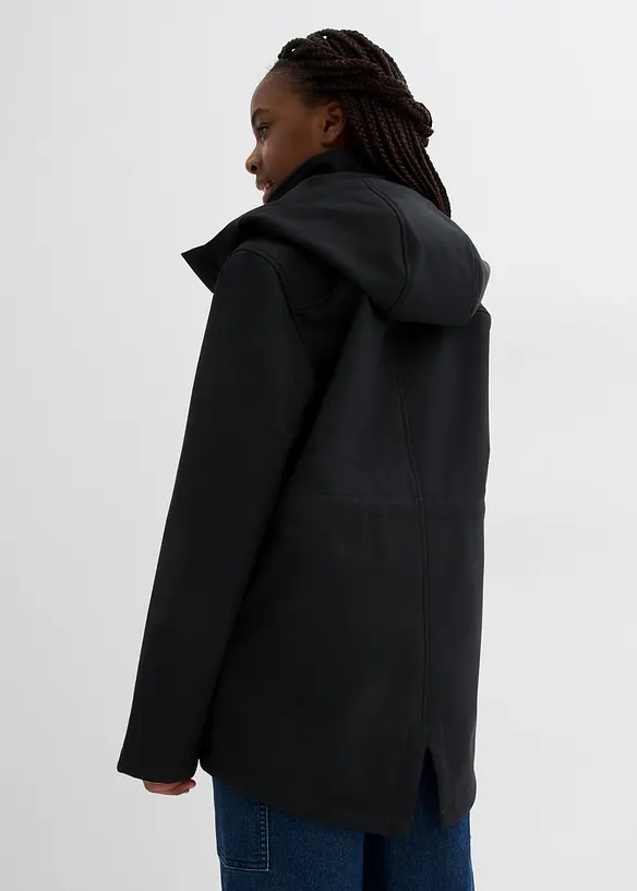 Softshell-Parka mit abnehmbarer Kapuze, wasserabweisend in schwarz von hinten (im Anschnitt) - bonprix