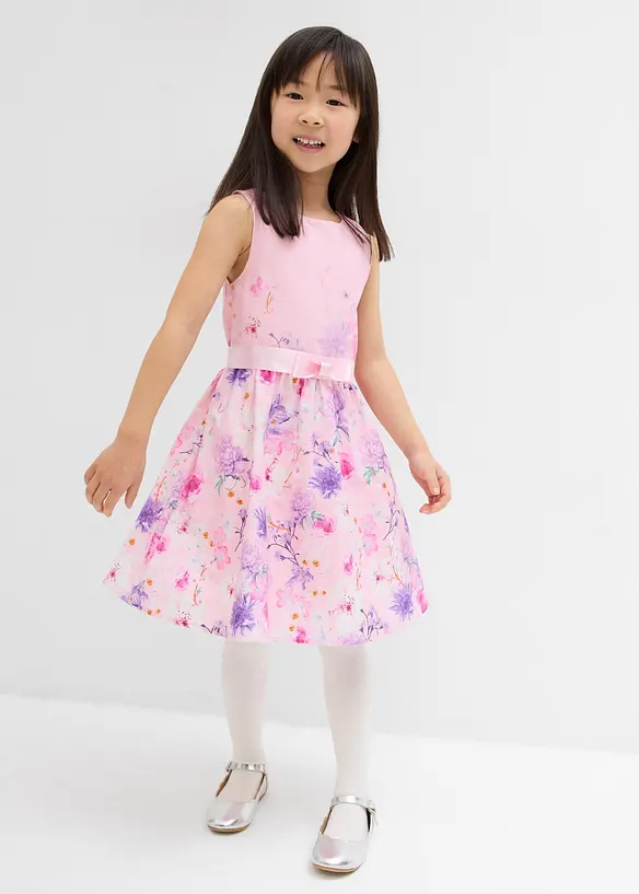 Kleid aus Baumwoll-Popeline in rosa von vorne (Totalaufnahme) - bonprix