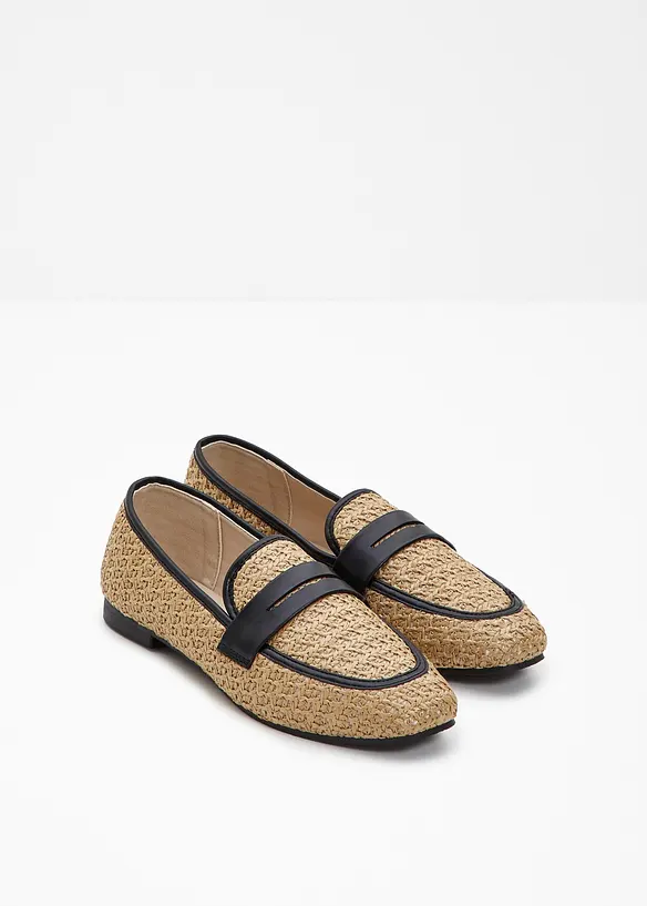 Penny-Loafer in Stroh-Optik in beige - bonprix