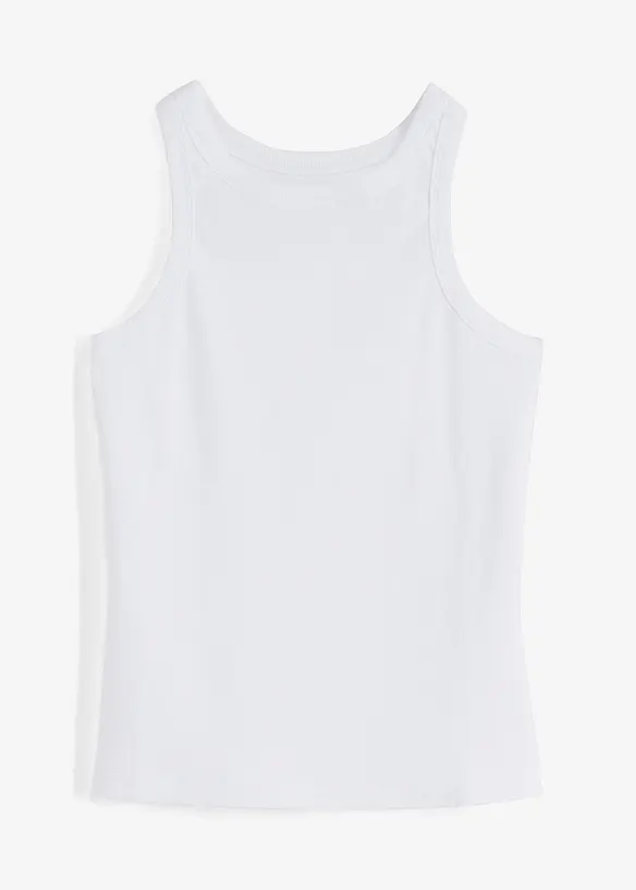 Geripptes Tanktop in weiß von vorne - bonprix