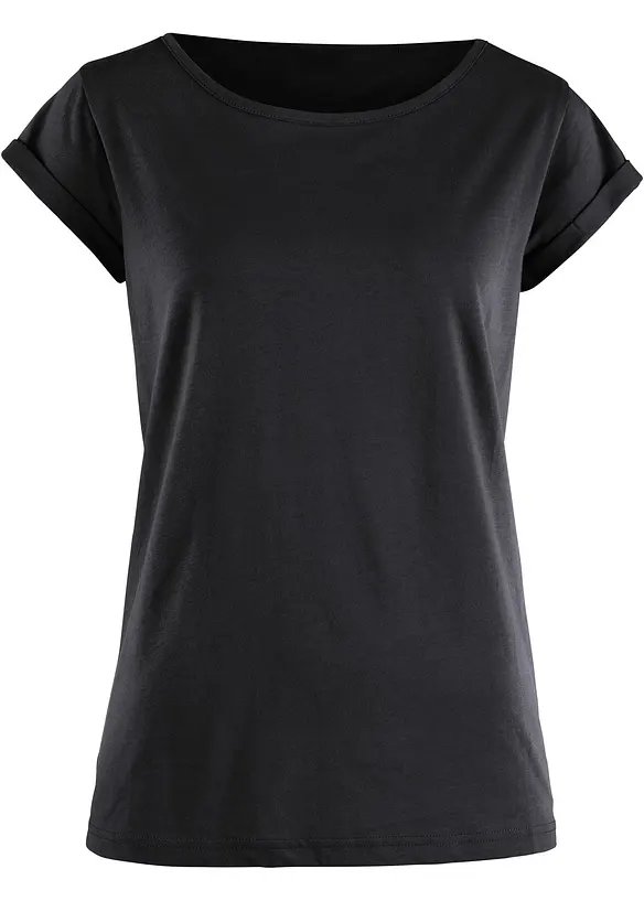 T-Shirt aus reiner Baumwolle in schwarz von vorne - bonprix