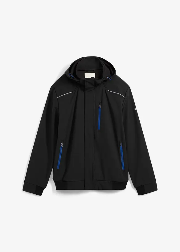 Wasserabweisende Softshelljacke in schwarz von vorne - bonprix