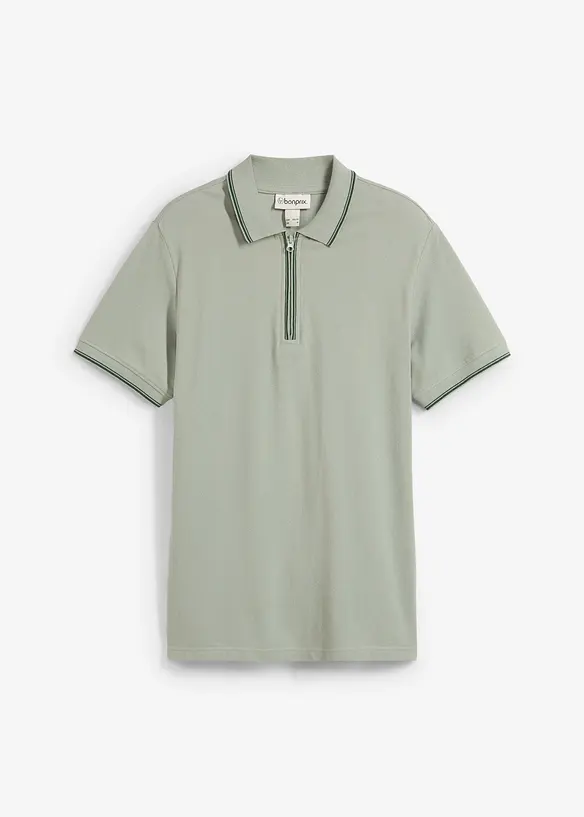 Poloshirt aus robustem Piqué in grün von vorne - bonprix