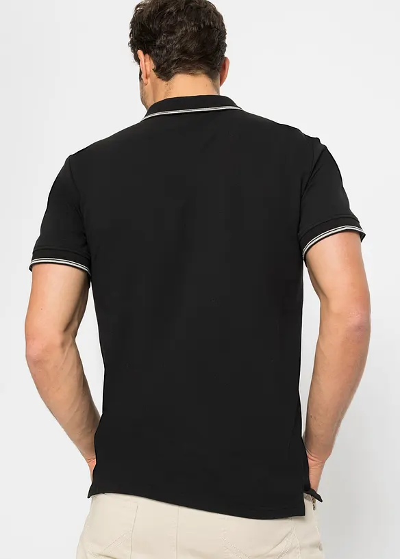 Poloshirt aus robustem Piqué in schwarz von hinten (im Anschnitt) - bonprix