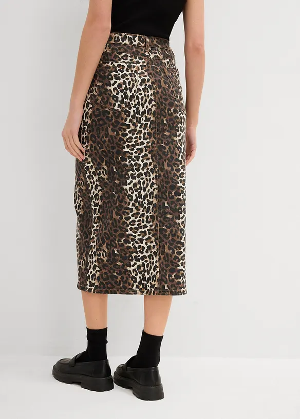 Twill-Rock aus Baumwolle mit Stretch in beige von hinten - bonprix
