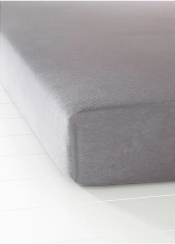 Jersey Spannbettlaken in grau von vorne - bonprix