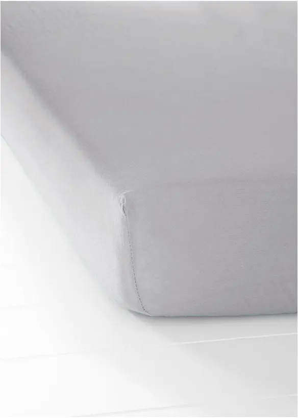 Jersey Spannbettlaken in grau von vorne - bonprix