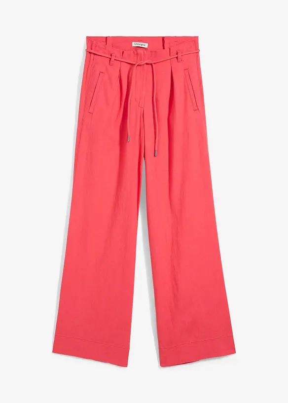 Paperbag-Hose aus luftigem Leinen-Viskose-Mix in pink von vorne - bonprix Paperbag-Hose aus luftigem Leinen-Viskose-Mix in pink von vorne - bonprix