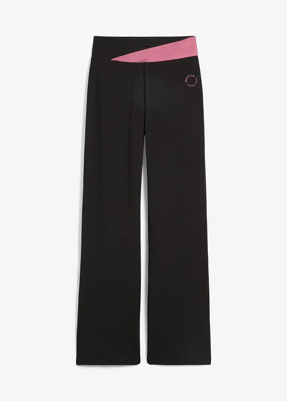 Baumwoll Sporthose mit Stretch, Bootcut in schwarz von vorne - bonprix