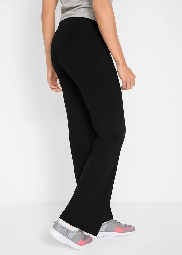 Baumwoll Sporthose mit Stretch, Bootcut in schwarz von hinten - bonprix