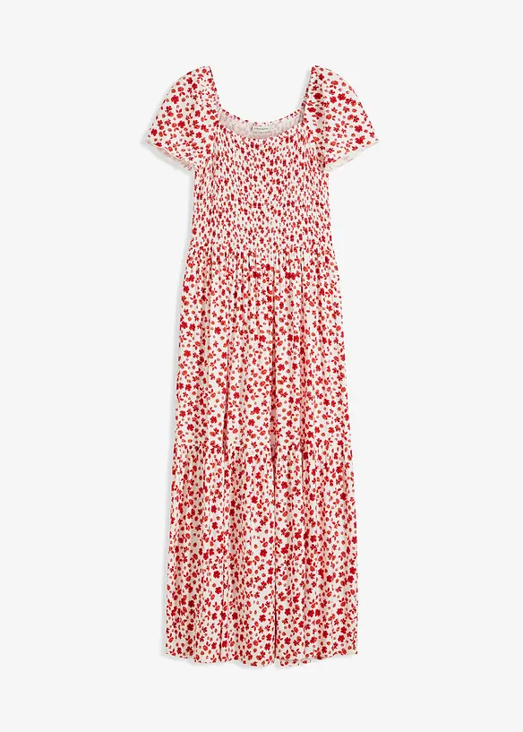 Maxikleid aus fließendem Viskose-Mix in weiß von vorne - bonprix